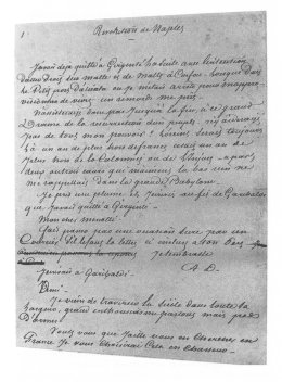 Manuscript of Dumas' Les Garibaldiens: Révolution de Sicile et de Naples.  Vol. 2, p. 1.